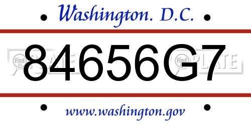 84656G7 District Of Columbia License Plate