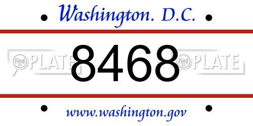 8468 District Of Columbia License Plate