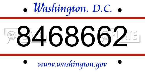 8468662 District Of Columbia License Plate