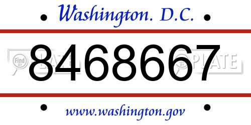 8468667 District Of Columbia License Plate