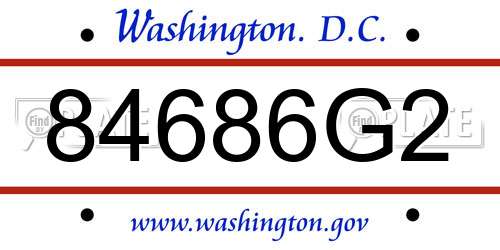 84686G2 District Of Columbia License Plate