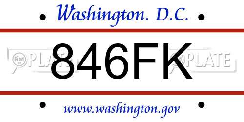 846FK District Of Columbia License Plate