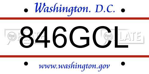 846GCL District Of Columbia License Plate