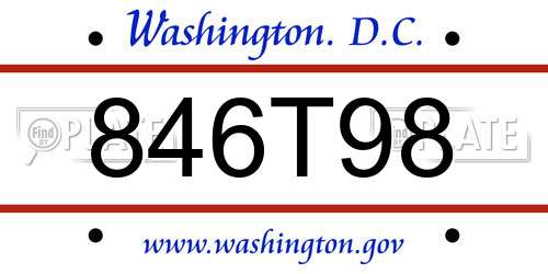 846T98 District Of Columbia License Plate