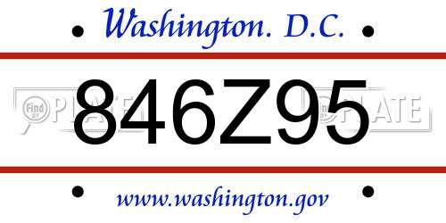 846Z95 District Of Columbia License Plate