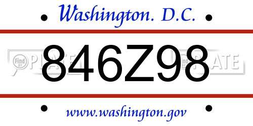 846Z98 District Of Columbia License Plate