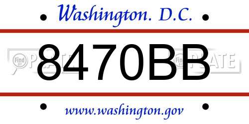 8470BB District Of Columbia License Plate