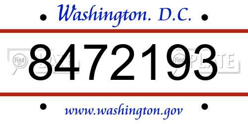 8472193 District Of Columbia License Plate