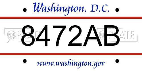 8472AB District Of Columbia License Plate