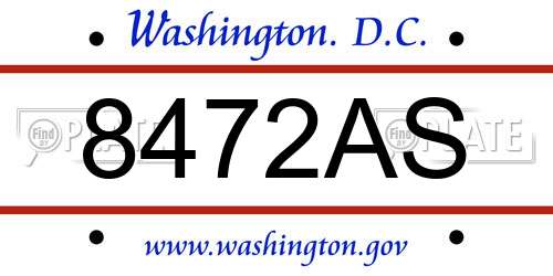 8472AS District Of Columbia License Plate