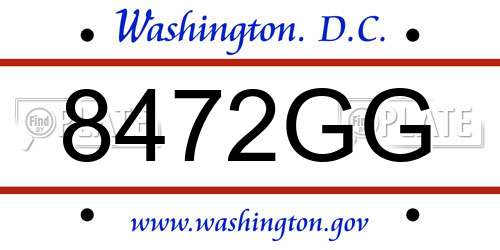 8472GG District Of Columbia License Plate