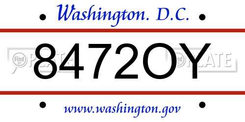 8472OY District Of Columbia License Plate