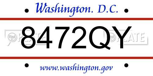 8472QY District Of Columbia License Plate