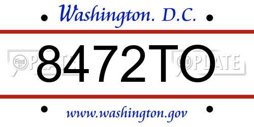 8472TO District Of Columbia License Plate
