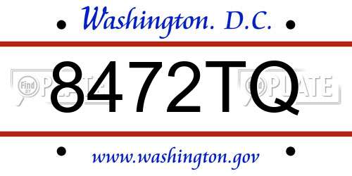 8472TQ District Of Columbia License Plate