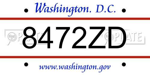 8472ZD District Of Columbia License Plate