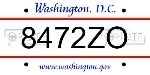 8472ZO District Of Columbia License Plate
