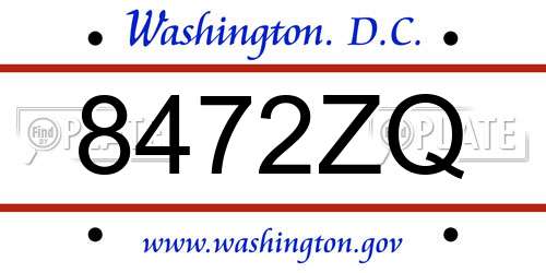 8472ZQ District Of Columbia License Plate