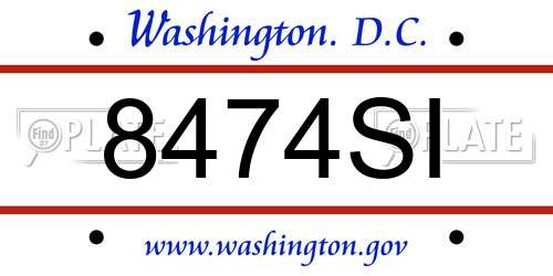8474SI District Of Columbia License Plate