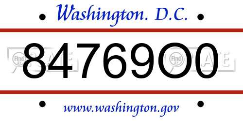 84769O0 District Of Columbia License Plate
