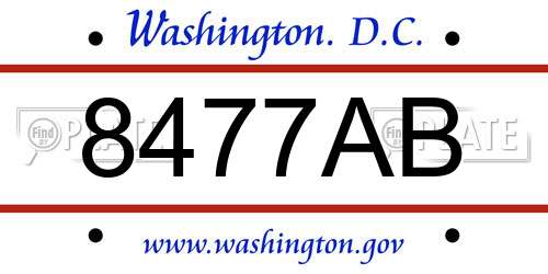 8477AB District Of Columbia License Plate