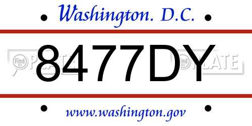8477DY District Of Columbia License Plate