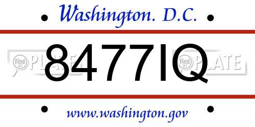 8477IQ District Of Columbia License Plate