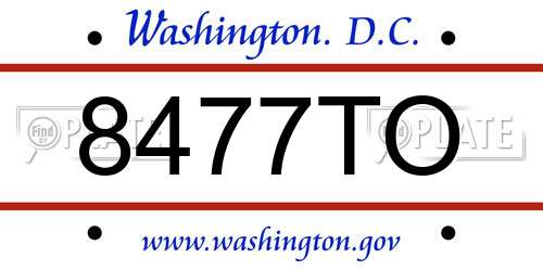 8477TO District Of Columbia License Plate