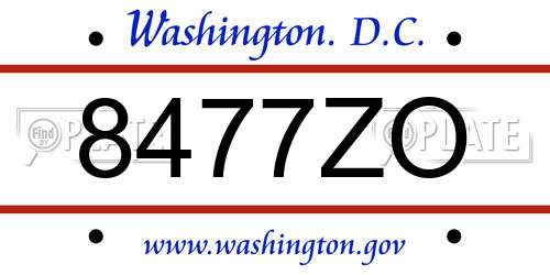 8477ZO District Of Columbia License Plate