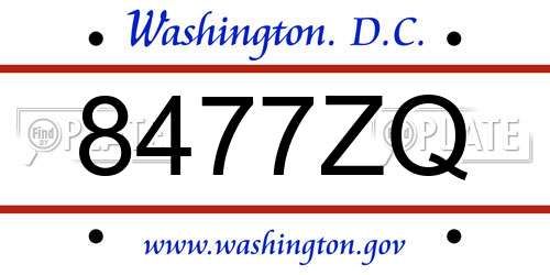 8477ZQ District Of Columbia License Plate