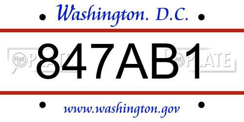 847AB1 District Of Columbia License Plate