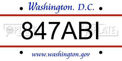 847ABI District Of Columbia License Plate
