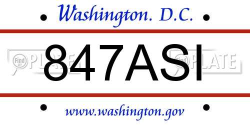 847ASI District Of Columbia License Plate