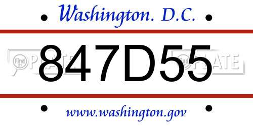847D55 District Of Columbia License Plate