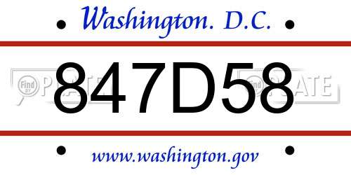 847D58 District Of Columbia License Plate