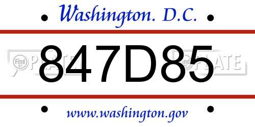 847D85 District Of Columbia License Plate