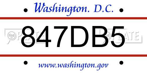 847DB5 District Of Columbia License Plate