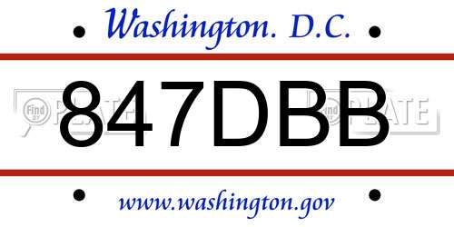 847DBB District Of Columbia License Plate