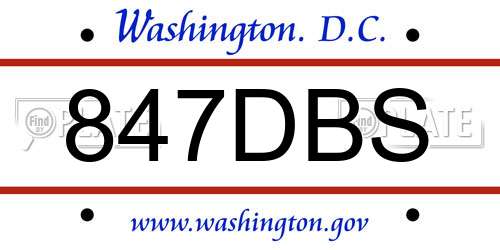 847DBS District Of Columbia License Plate