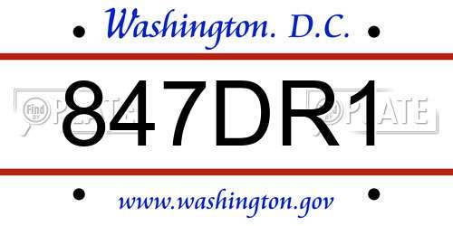 847DR1 District Of Columbia License Plate