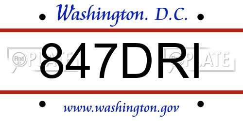 847DRI District Of Columbia License Plate