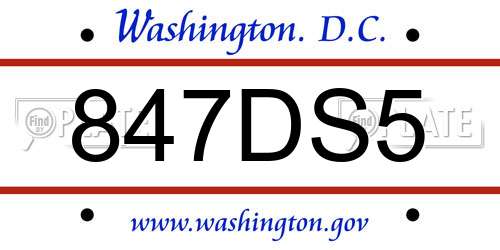 847DS5 District Of Columbia License Plate