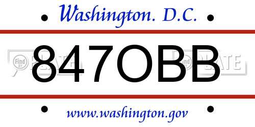 847OBB District Of Columbia License Plate