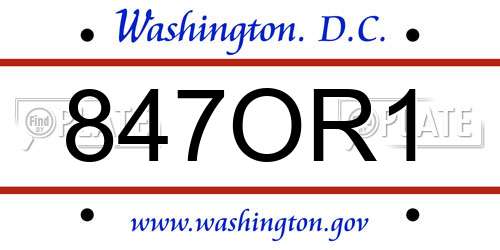 847OR1 District Of Columbia License Plate
