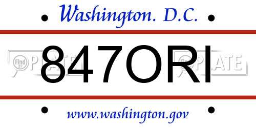 847ORI District Of Columbia License Plate
