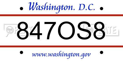 847OS8 District Of Columbia License Plate