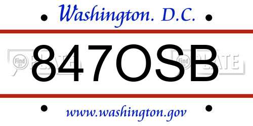 847OSB District Of Columbia License Plate