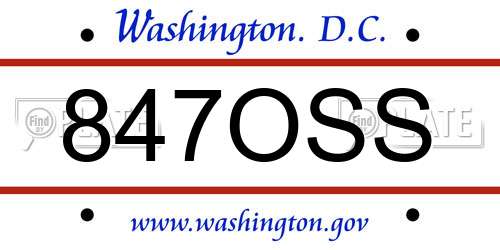 847OSS District Of Columbia License Plate