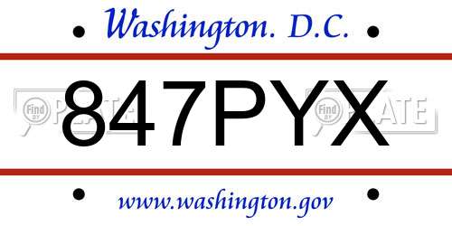 847PYX District Of Columbia License Plate