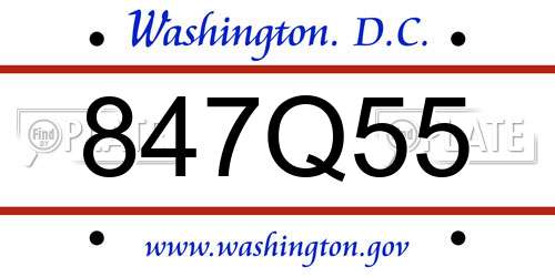 847Q55 District Of Columbia License Plate